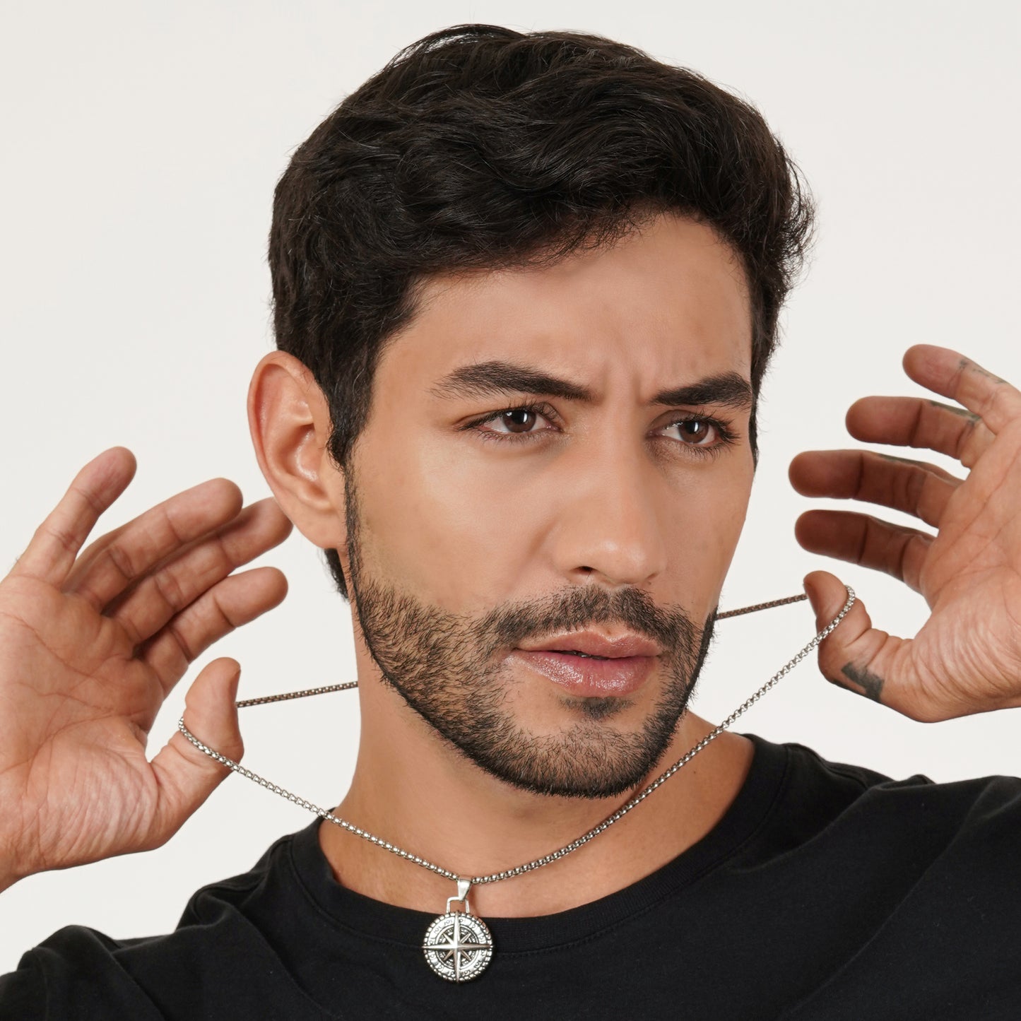 Northern Star Compass Pendant  With Chain