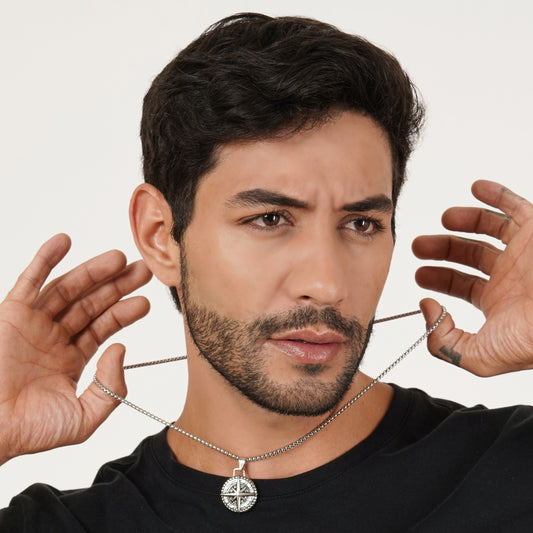 Northern Star Compass Pendant  With Chain