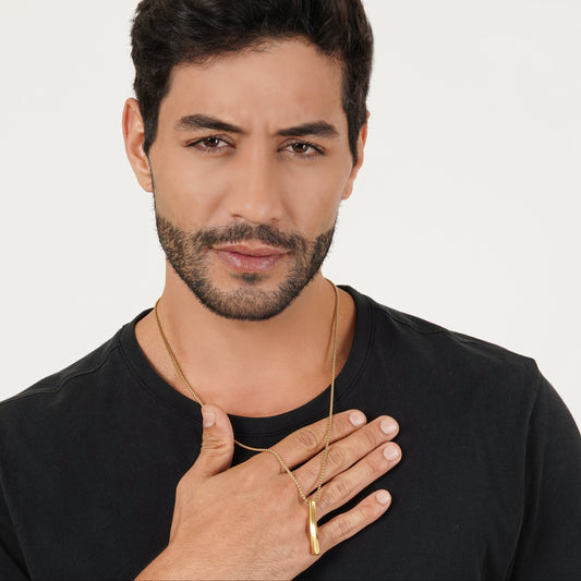 Gold Bar Pendant With Chain