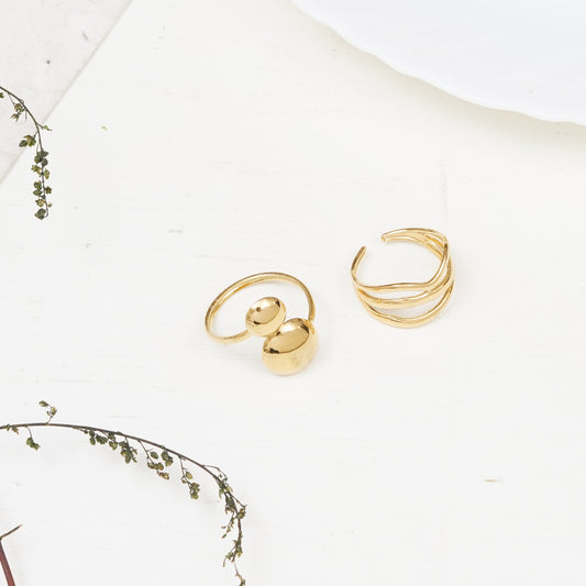 Rhea Set Of Two Gold-Plated Rings