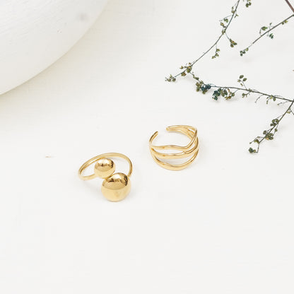 Rhea Set Of Two Gold-Plated Rings