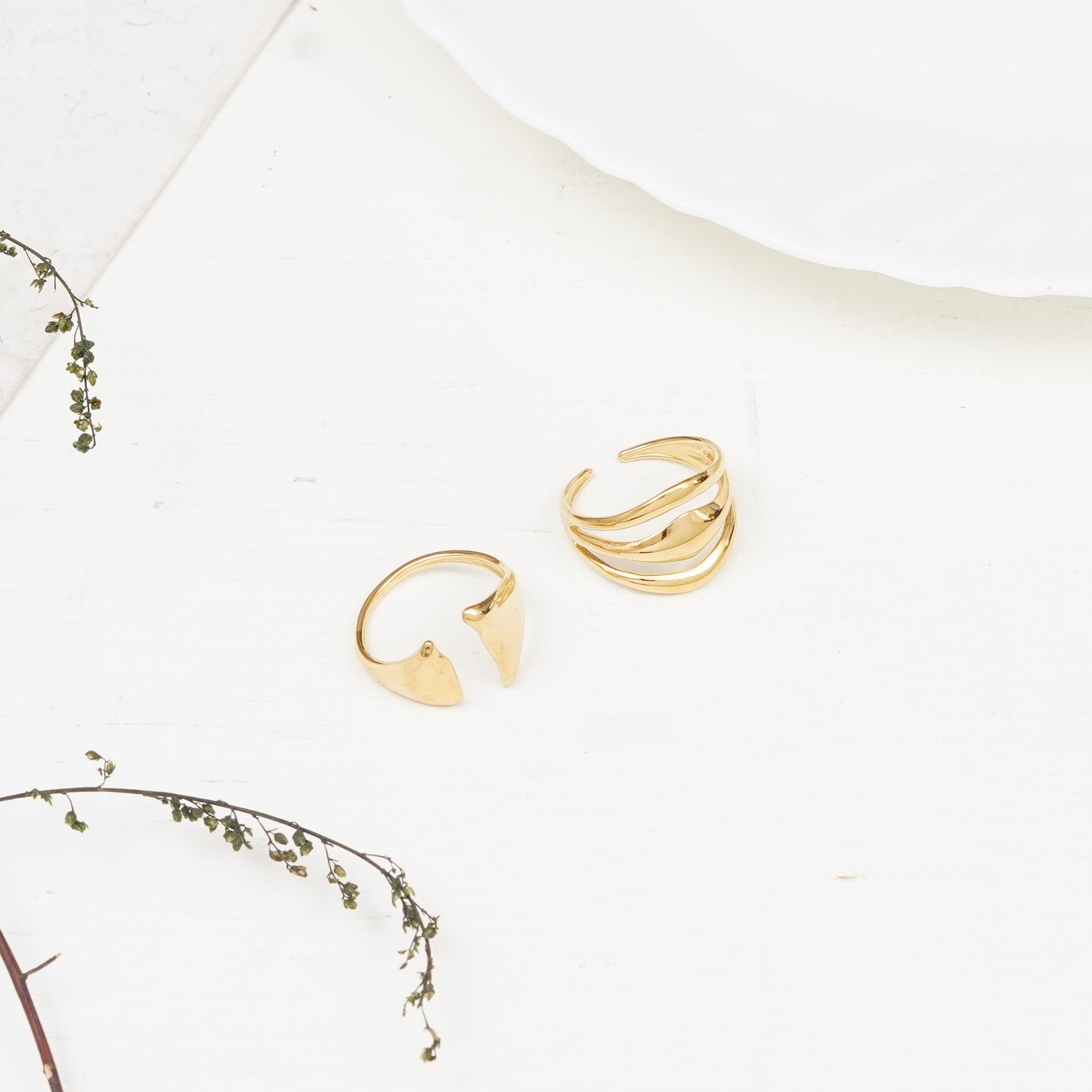 Olivia Set Of Two Gold-Plated Rings