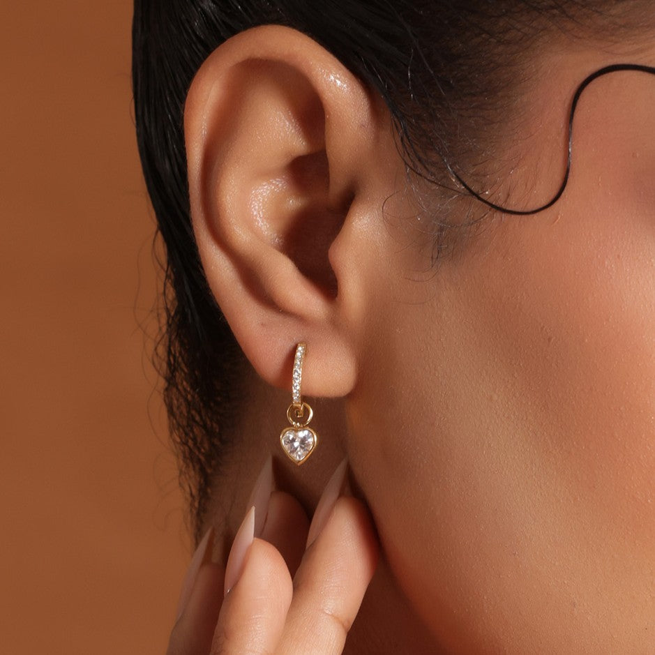 Chic Crystal Heart Hoop Earrings