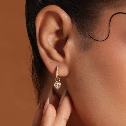 Chic Crystal Heart Hoop Earrings