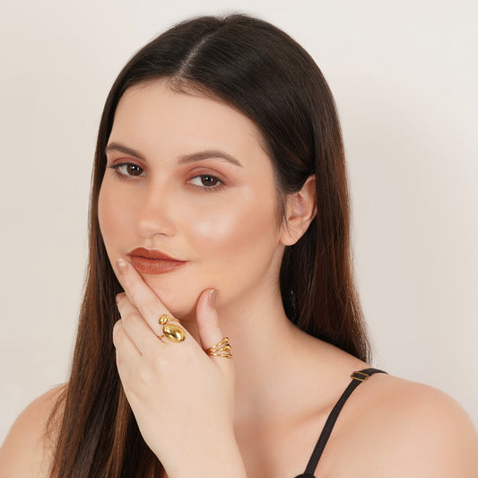 Rhea Set Of Two Gold-Plated Rings