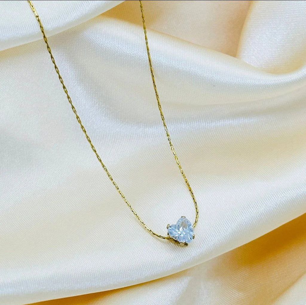 White Stone Heart Neck Chain Pendant