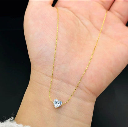 White Stone Heart Neck Chain Pendant