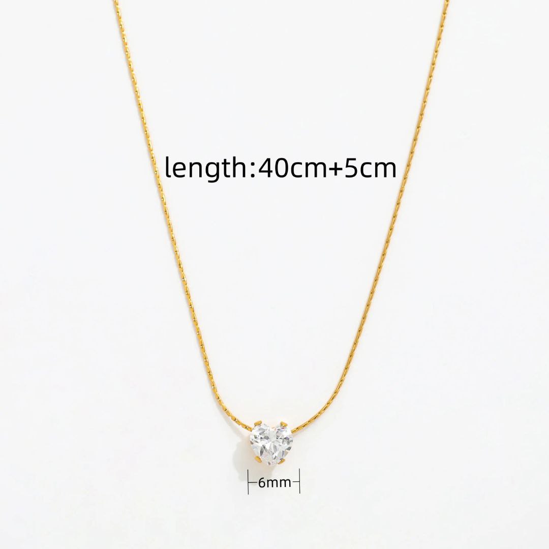 White Stone Heart Neck Chain Pendant