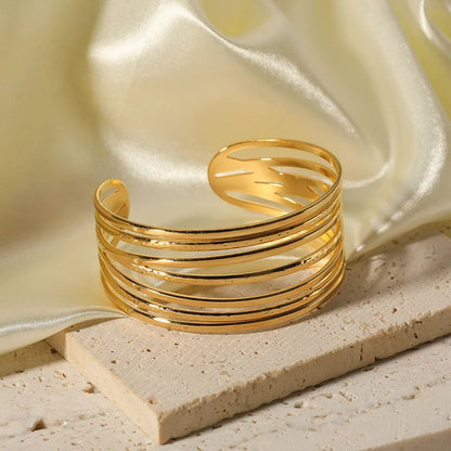 Multilayer Gold Plated Cuff Bracelet