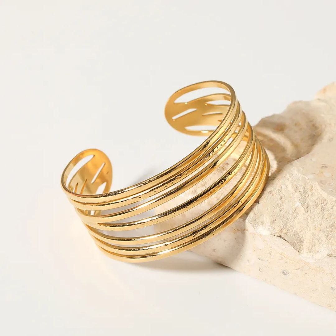 Multilayer Gold Plated Cuff Bracelet
