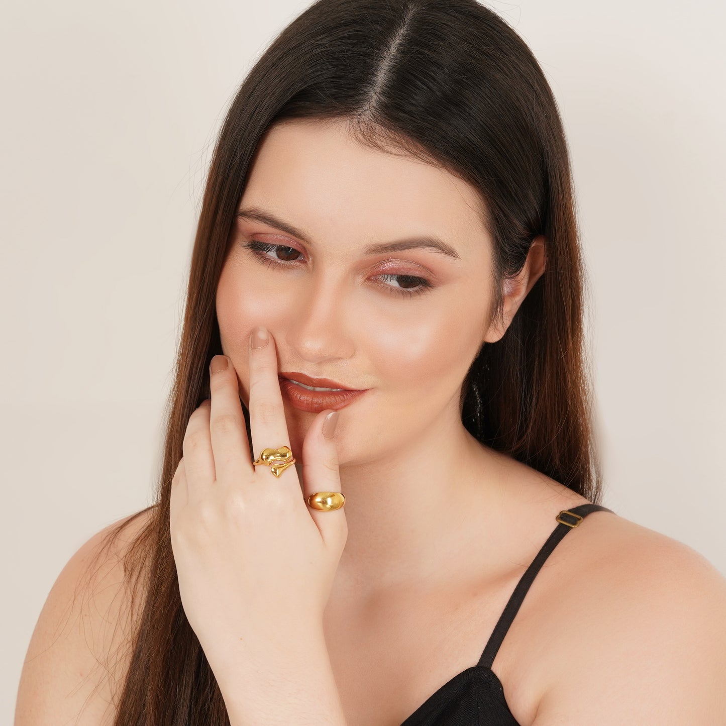 Emly Set Of Two Gold-Plated Rings