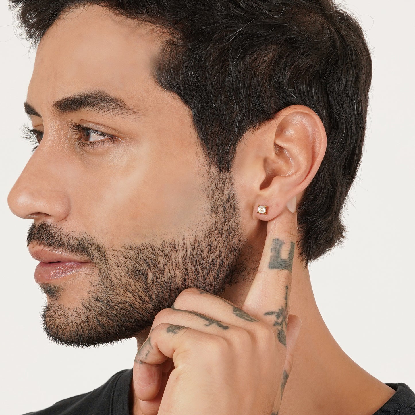 White Stone Gold-Plated CZ Earrings