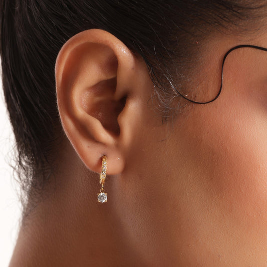 Noah Crystal Minimal Hoop Earrings