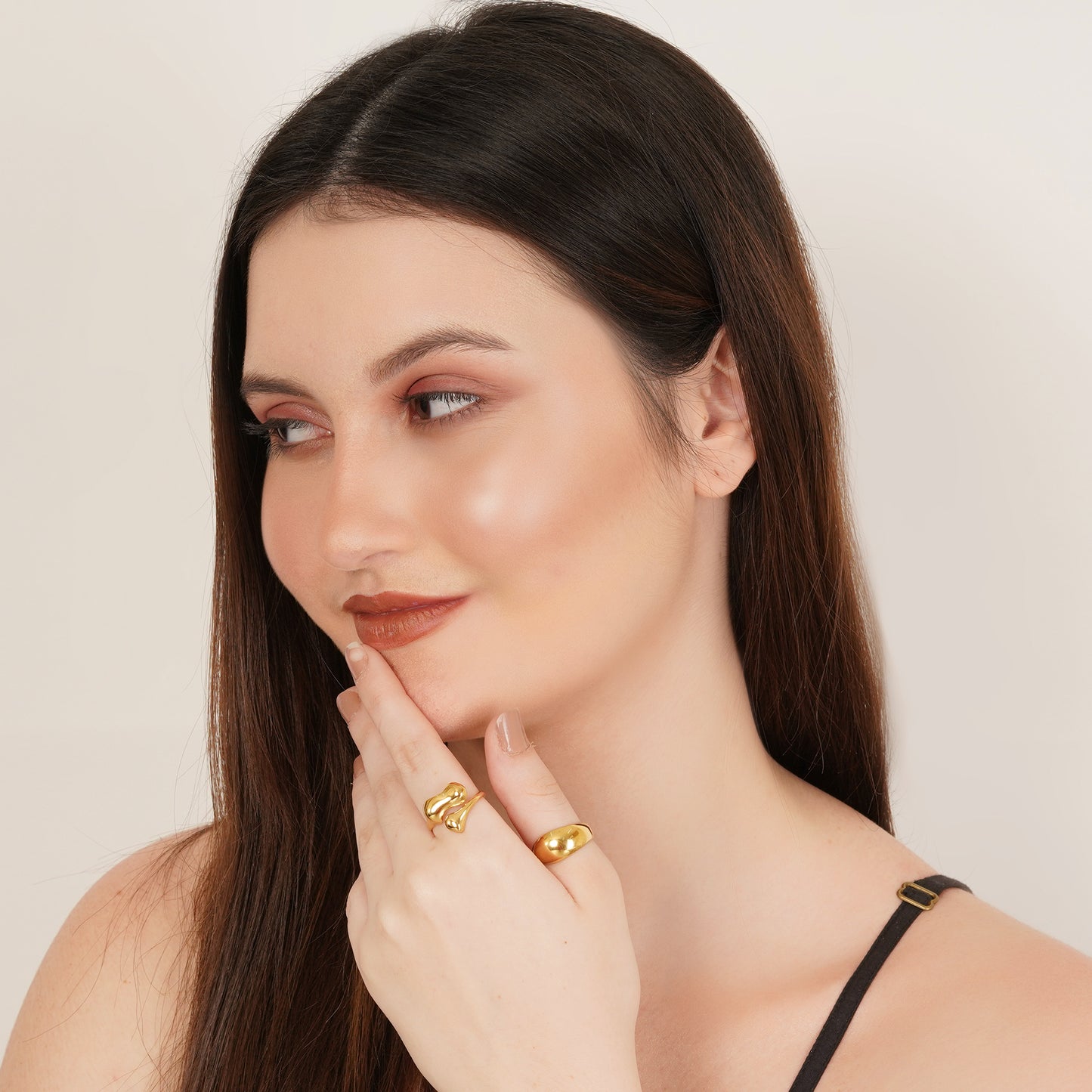 Emly Set Of Two Gold-Plated Rings