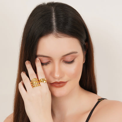 Lena Set Of Two Gold-Plated Rings