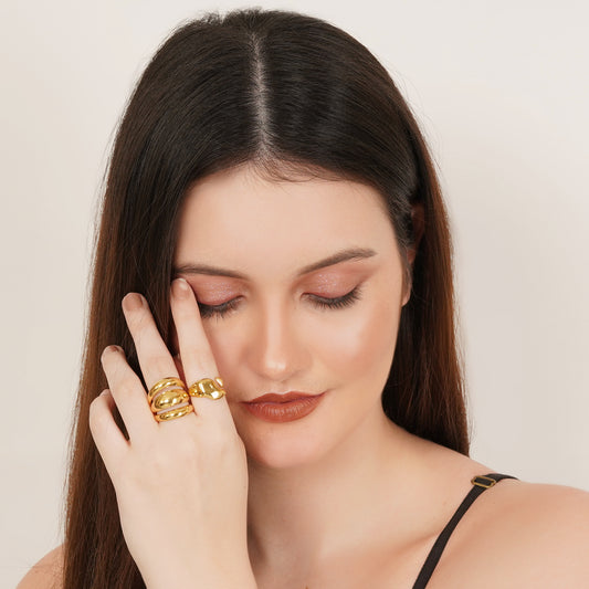Lena Set Of Two Gold-Plated Rings
