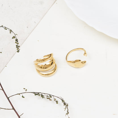 Lena Set Of Two Gold-Plated Rings