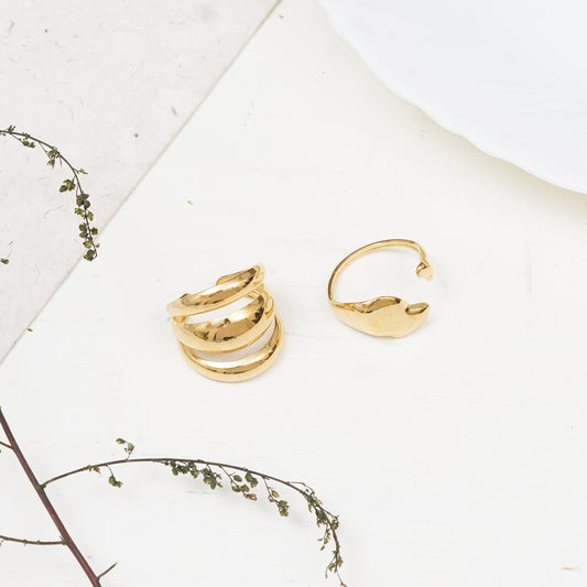 Lena Set Of Two Gold-Plated Rings
