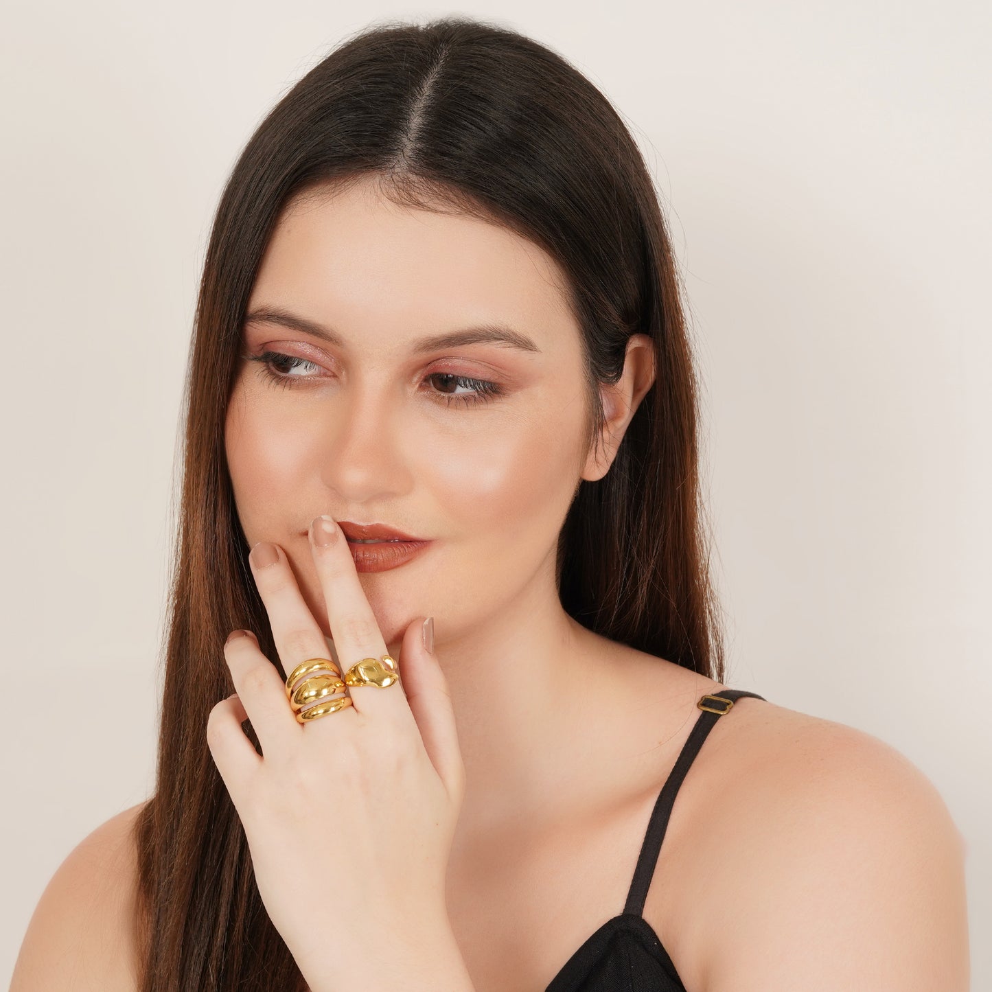 Lena Set Of Two Gold-Plated Rings