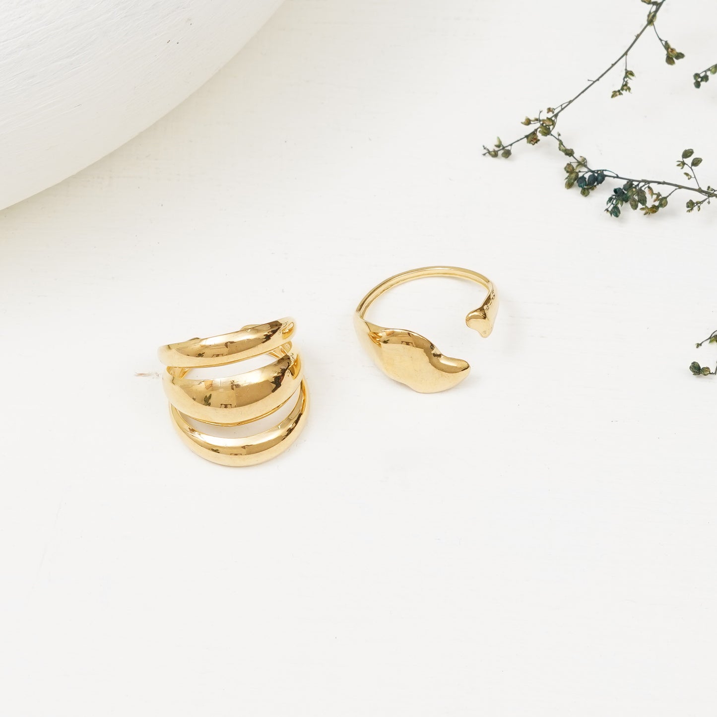 Lena Set Of Two Gold-Plated Rings