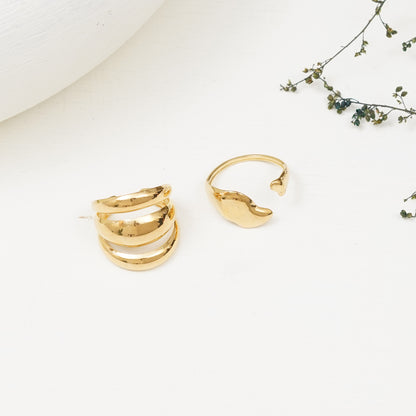 Lena Set Of Two Gold-Plated Rings