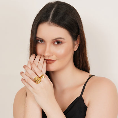 Lena Set Of Two Gold-Plated Rings
